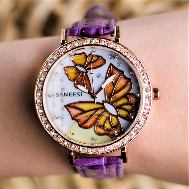 Дамски часовник Saneesi Butterfly в Лилаво