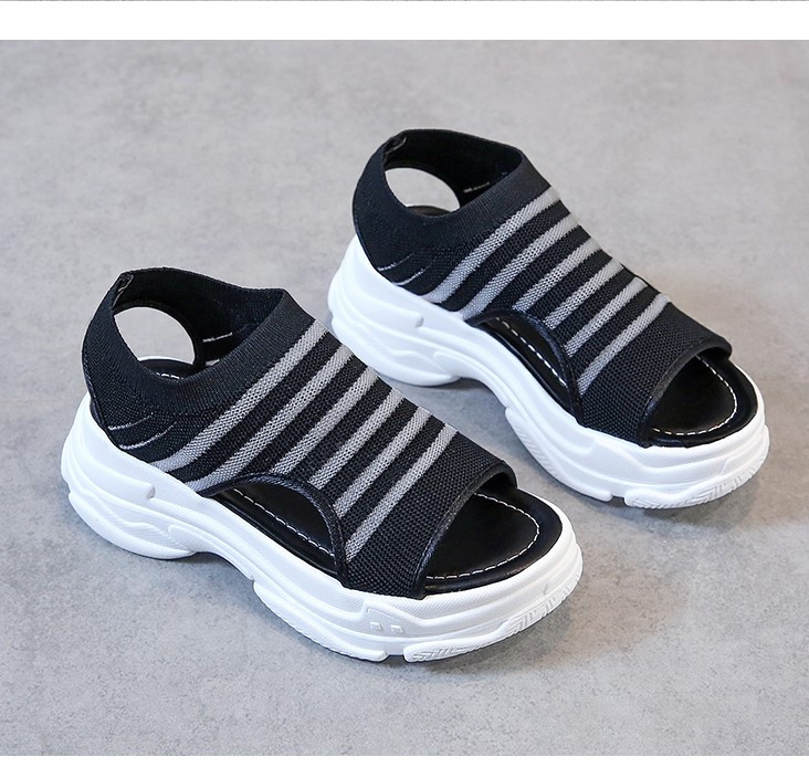 Alkalmi női római szövet szandál vastag talppal