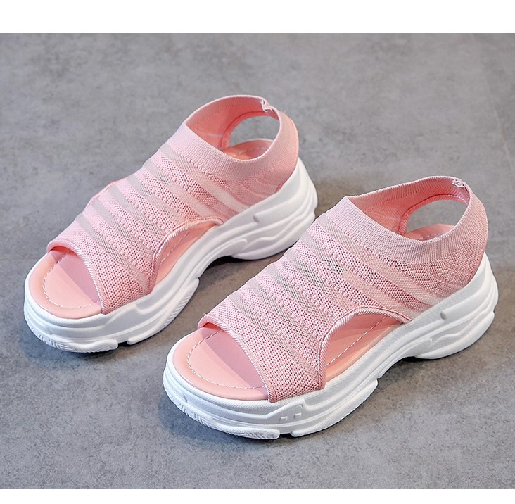 Alkalmi női római szövet szandál vastag talppal