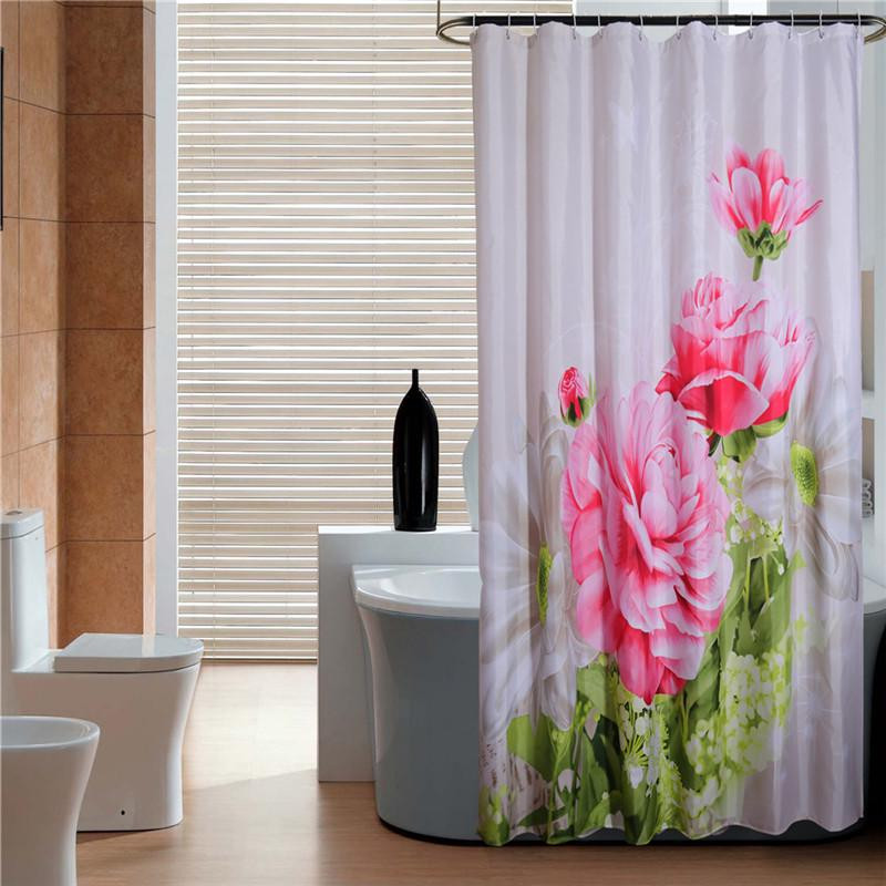 Водоустойчива завеса за баня с цветя и размер 180x180см