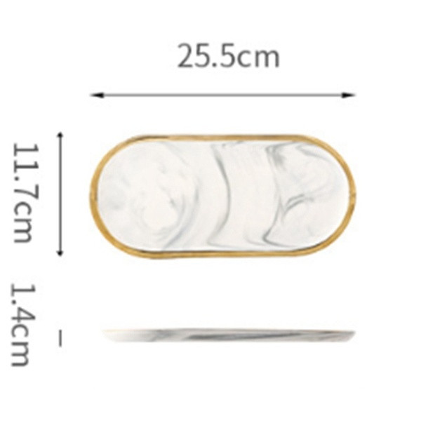 Ovali 25,5x11,7 cm dydžio porceliano lėkštė su marmuro efektu