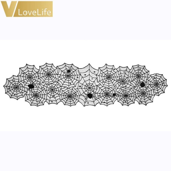 Față de masă creativă în formă de pânză de păianjen cu păianjen potrivită pentru Helloween