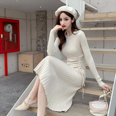 Modern női ruha kordbársony mezből, hosszú ujjal