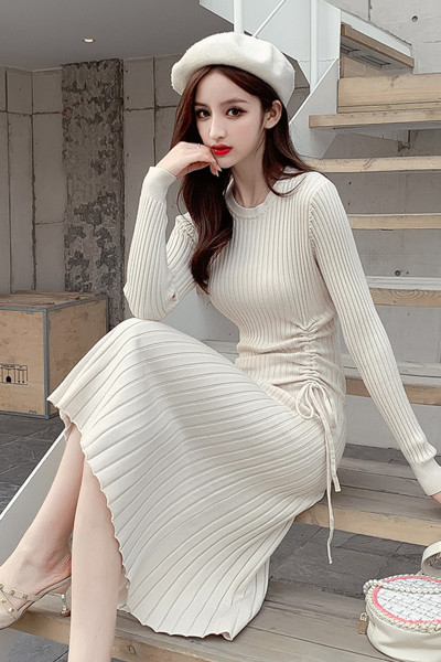 Modern női ruha kordbársony mezből, hosszú ujjal