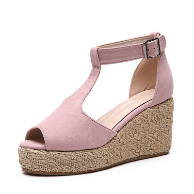 Modern női platform szandál eco velúrból és csatból