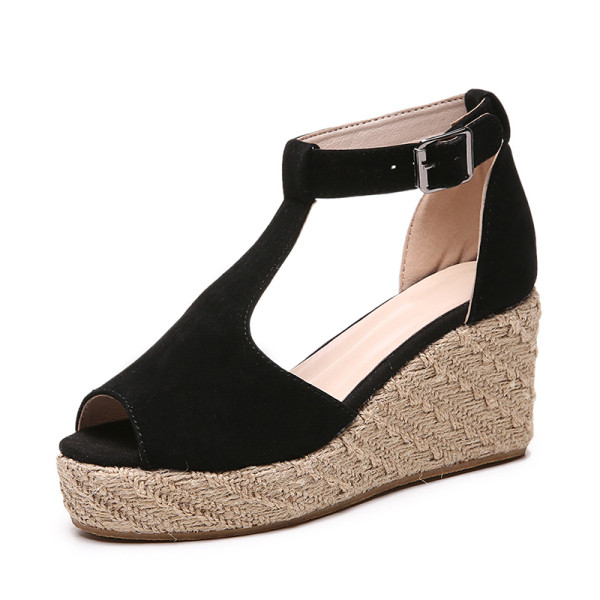 Modern női platform szandál eco velúrból és csatból