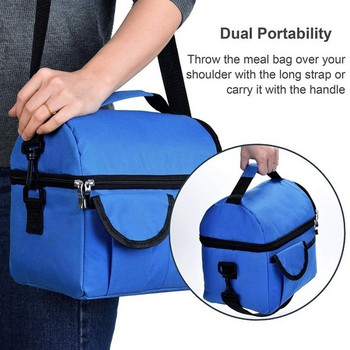 Двойно изолирана водоустойчива охладителна чанта за храна с регулируема презрамка за рамо