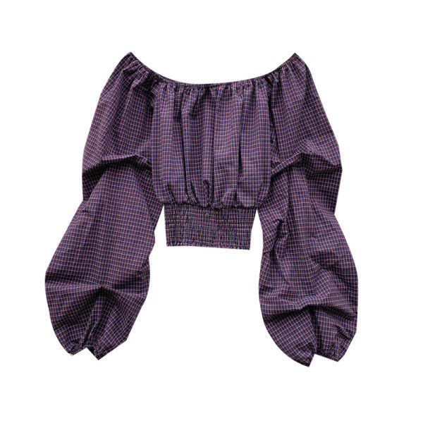 Modern női blúz kerek nyakkivágással és széles ujjakkal