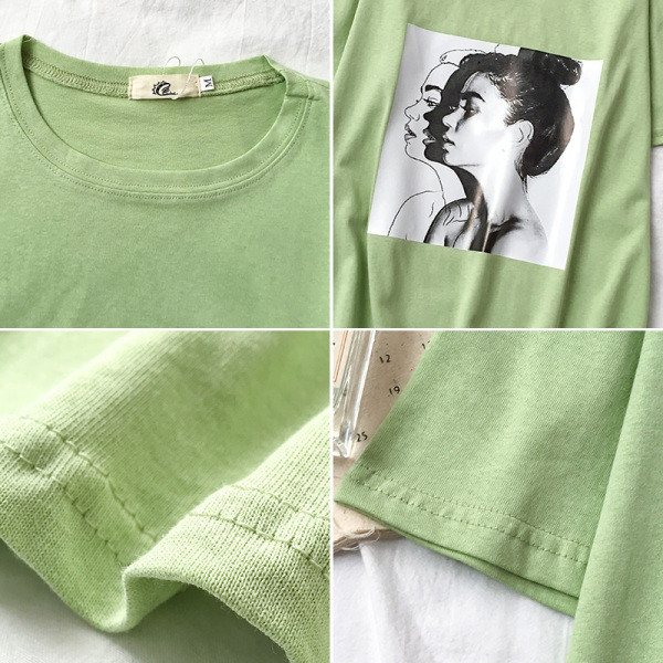 Női póló O-nyakkal és rátéttel