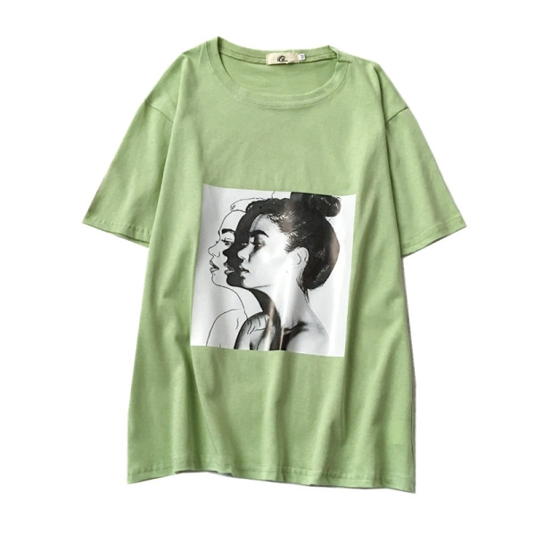 Női póló O-nyakkal és rátéttel