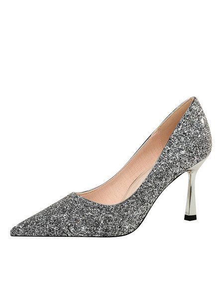 Elegáns női cipő 8 cm-es sarokkal, fényes hatással