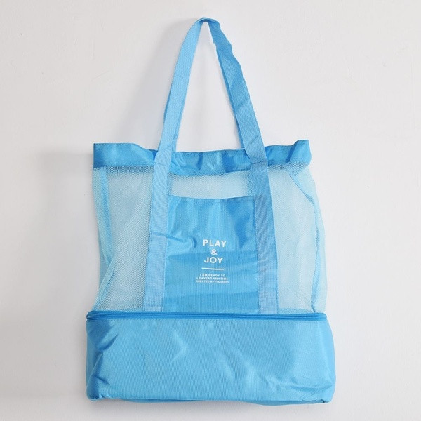 Dviejų lygių pikniko krepšys - aušinimo skyrius maistui ir tinklinė dalis kitiems priedams