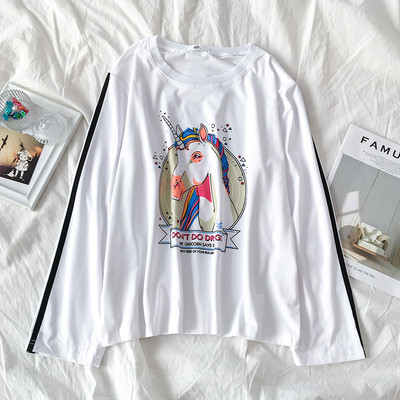 Καθημερινή  γυναικεία μπλούζα με στρογγυλή λαιμόκοψη και μακρύ μανίκι