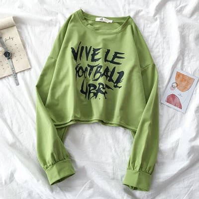 Γυναικεία μπλούζα με επιγραφές και οβάλ ντεκολτέ