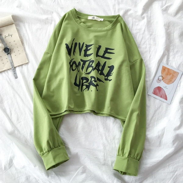 Γυναικεία μπλούζα με επιγραφές και οβάλ ντεκολτέ