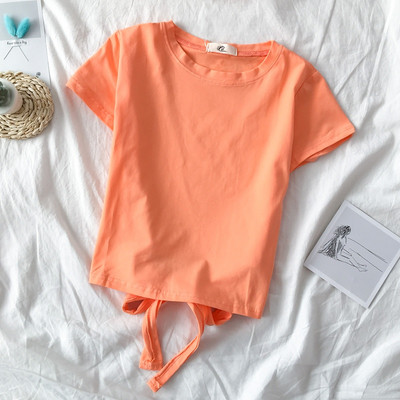 Női póló sima modell kerek nyakkivágással és megkötővel