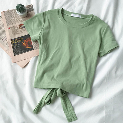 Női póló sima modell kerek nyakkivágással és megkötővel