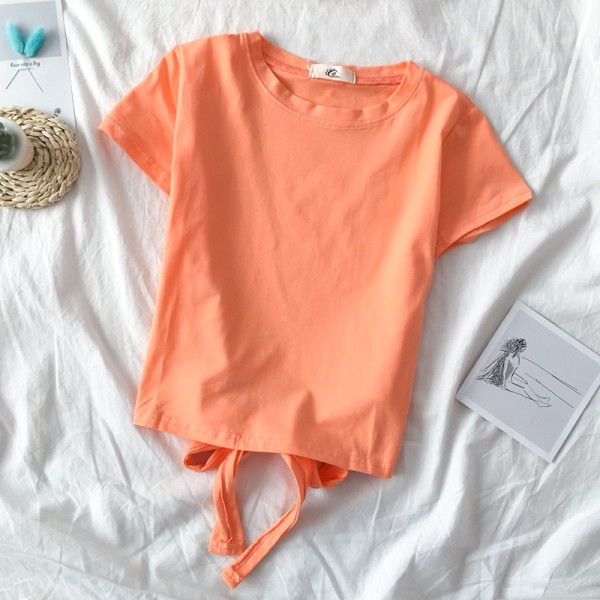 Női póló sima modell kerek nyakkivágással és megkötővel