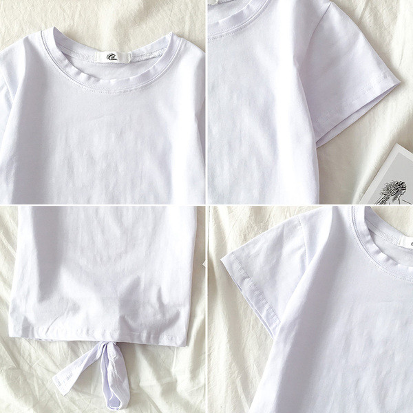 Női póló sima modell kerek nyakkivágással és megkötővel