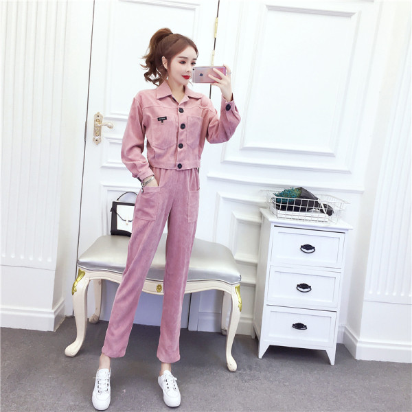 Új modell női rövid kabát és egyenes nadrág szett