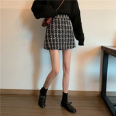 Moodne kõrge vöökohaga kahevärviline naiste ruuduline seelik