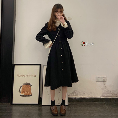 Női lezser hosszú ruha két színben, gombokkal