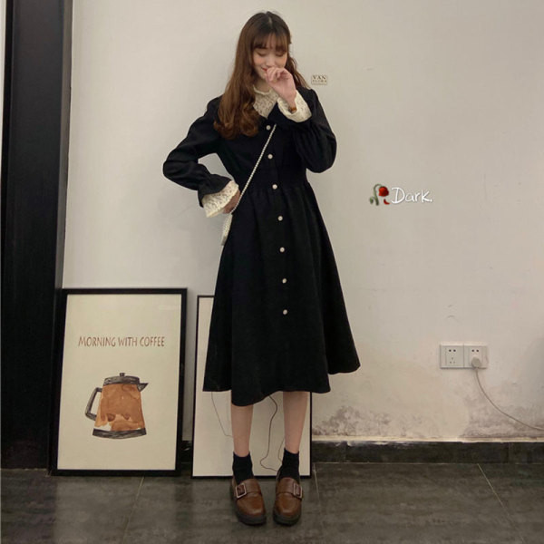 Női lezser hosszú ruha két színben, gombokkal