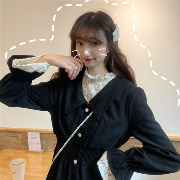 Női lezser hosszú ruha két színben, gombokkal