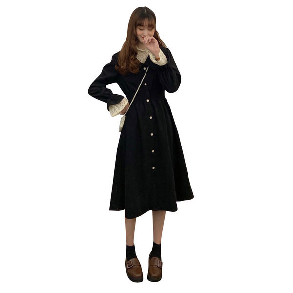 Női lezser hosszú ruha két színben, gombokkal