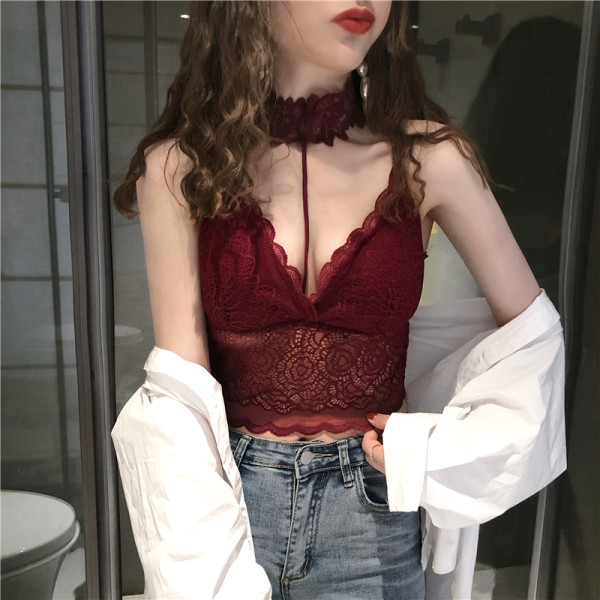 Naiste moodne kolmes värvitoonis pitsiga rinnakas