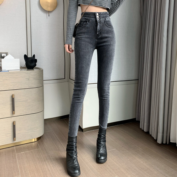 Naiste teksad Õhuke kahevärviline kõrge vöökohaga mudel