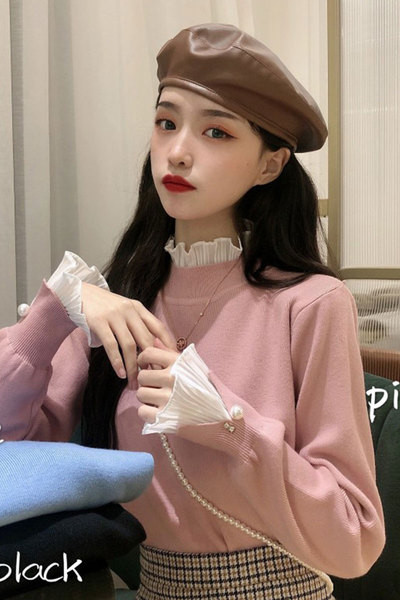 Γυναικεία μοντέρνα μπλούζα σε τρία χρώματα με ημίψηλο κολάρο