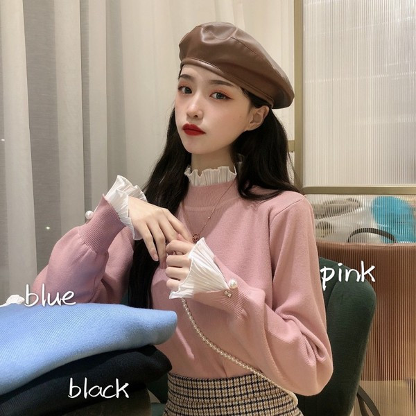 Γυναικεία μοντέρνα μπλούζα σε τρία χρώματα με ημίψηλο κολάρο