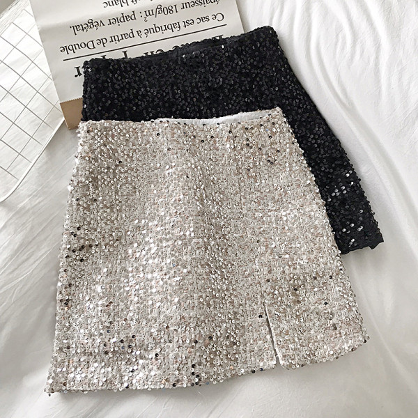 Praegune kõrge vöökohaga kahevärviline naiste lühike seelik