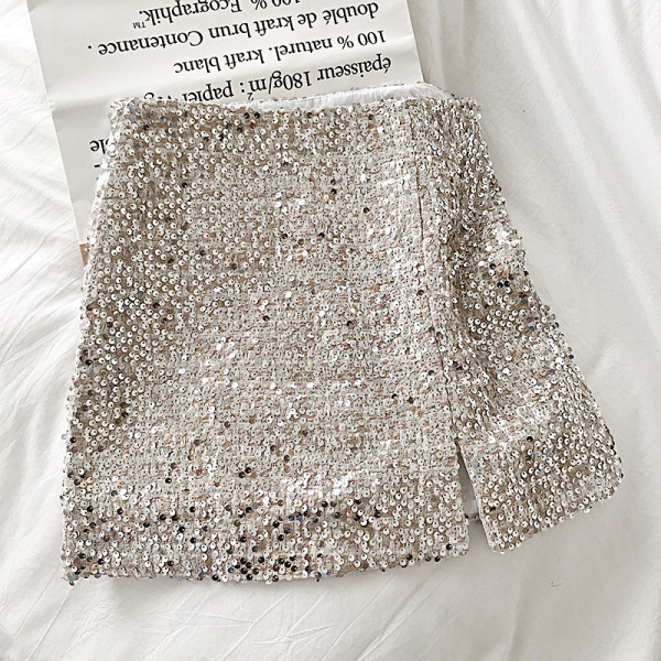 Praegune kõrge vöökohaga kahevärviline naiste lühike seelik