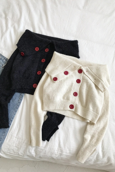 Damaski ajakohane lühike valge ja must kardigan