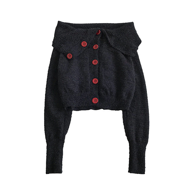 Damaski ajakohane lühike valge ja must kardigan