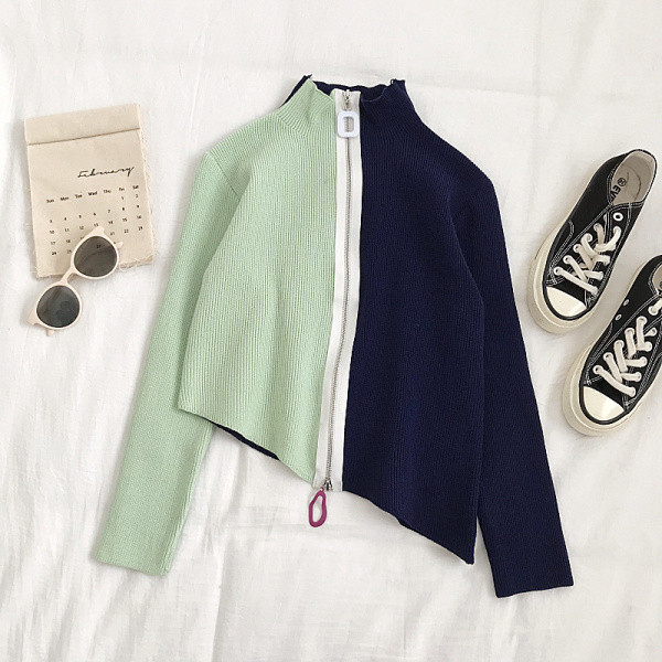 Praegune naiste asümmeetriline kolmevärviline dressipluus