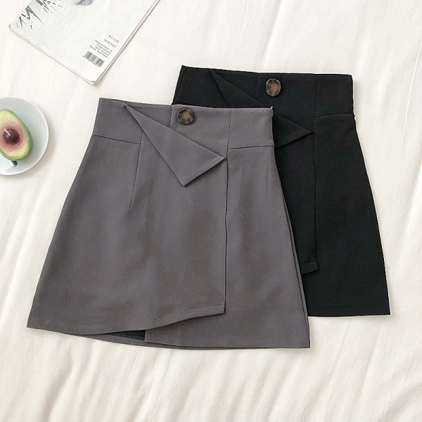 Naiste aktuaalne seelik hall ja must kõrge vöökohaga