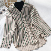 Modern női csíkos ing széles modell