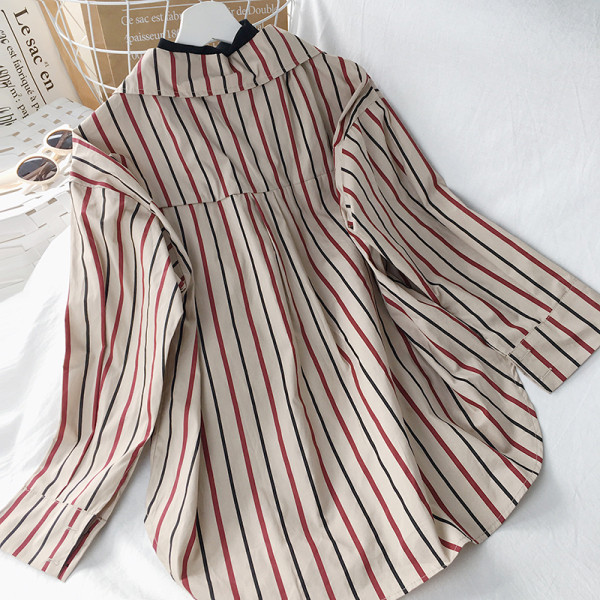 Modern női csíkos ing széles modell