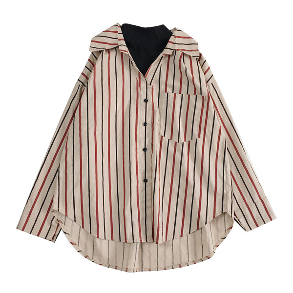 Modern női csíkos ing széles modell