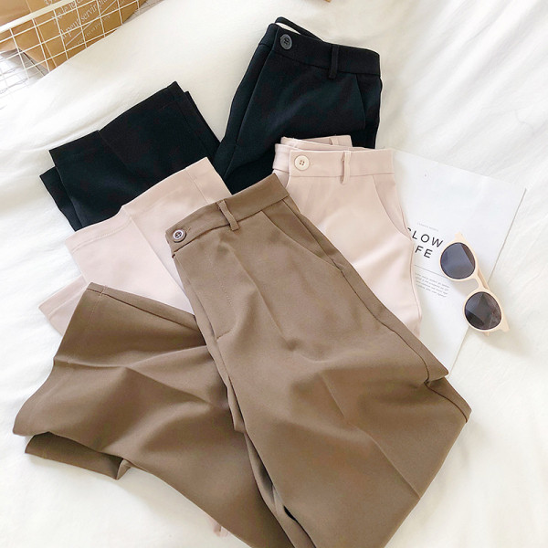 Stiilsed kõrge vöökohaga naiste püksid kolmes värvitoonis