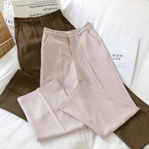 Stiilsed kõrge vöökohaga naiste püksid kolmes värvitoonis