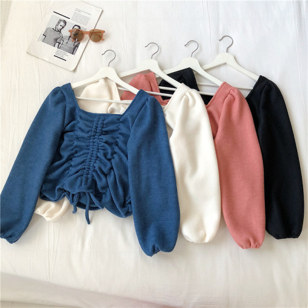 Κομψή κοντή μπλούζα  σε μπλε μαύρο και ροζ χρώμα