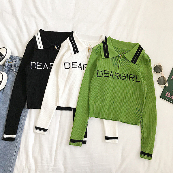 Naiste vabaaja pluus roheline, must ja valge pealdisega