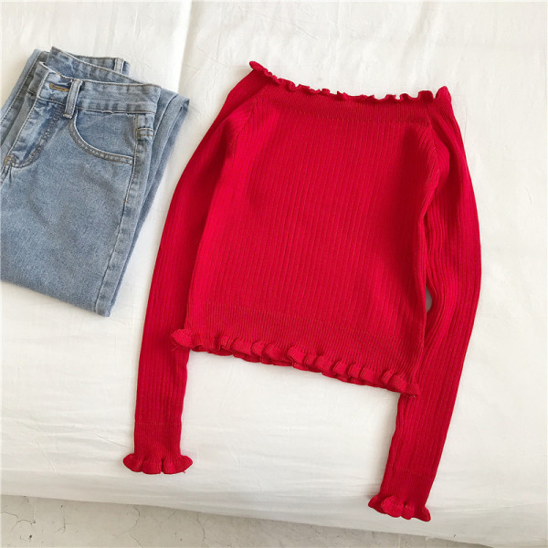 Μοντέρνα γυναικεία μπλούζα σε μαύρο κόκκινο και μπεζ χρώμα