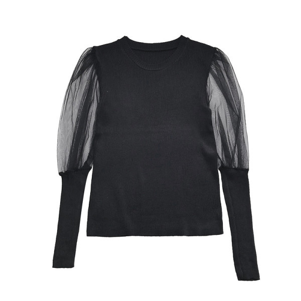 Stílusos női blúz barna, fekete és fehér színben, ovális nyakkivágással