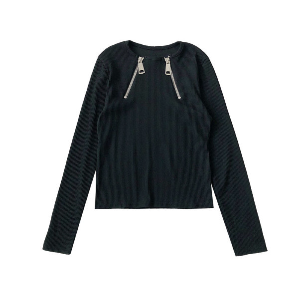 Aktuális női blúz rózsaszín fekete-fehér színben, cipzárral