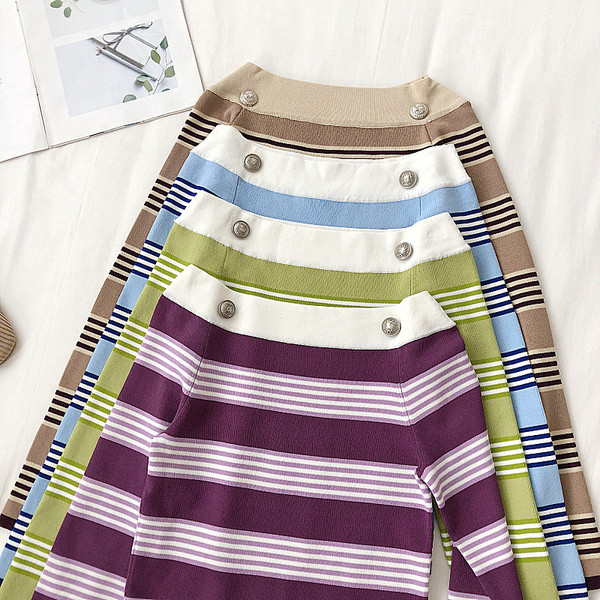 Alkalmi női csíkos blúz négy színben, ovális nyakkivágással